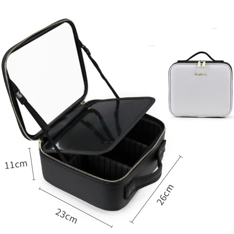 Smart LED Cosmetic Case With Mirror Cosmetic Bag Large Capacity Portable Storage Bag Travel Makeup Bag