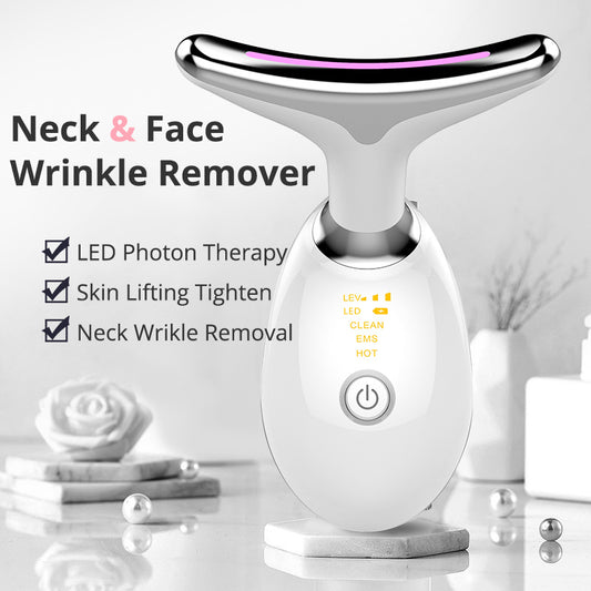 Thermal Neck Lifting And Tighten Massager Electric Microcurrent Wrinkle Remover LED Photon Face Beauty Device