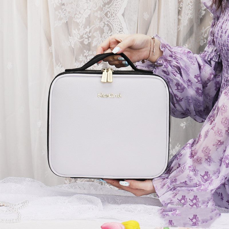 Smart LED Cosmetic Case With Mirror Cosmetic Bag Large Capacity Portable Storage Bag Travel Makeup Bag