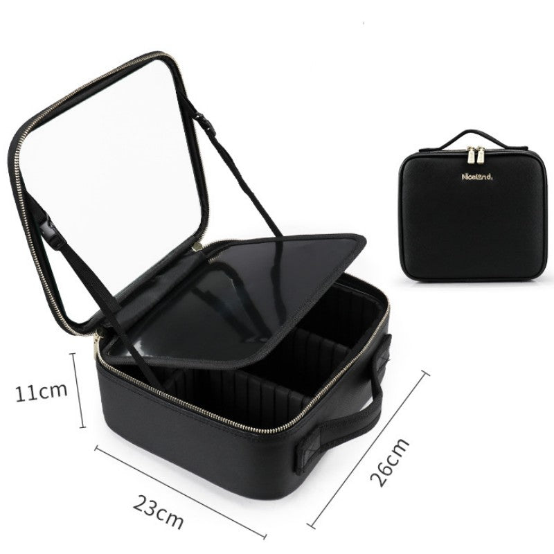 Smart LED Cosmetic Case With Mirror Cosmetic Bag Large Capacity Portable Storage Bag Travel Makeup Bag