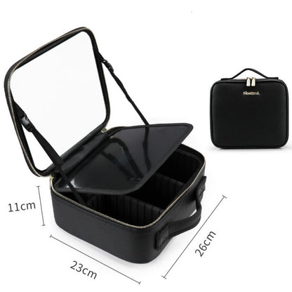 Smart LED Cosmetic Case With Mirror Cosmetic Bag Large Capacity Portable Storage Bag Travel Makeup Bag