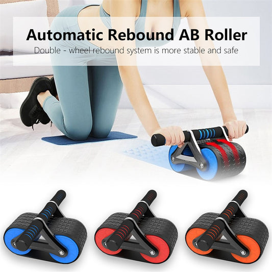 Double Wheel Abdominal Roller for Women & Men Automatic Rebound Ab Wheel Waist Trainer Home Exercise Device